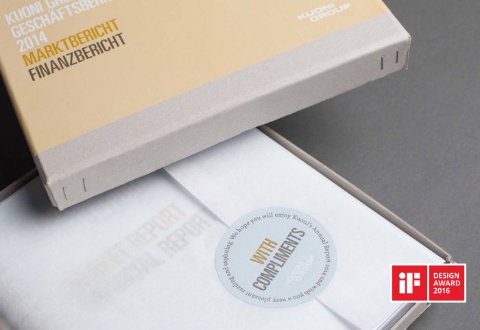 Kuoni Group Annual Report Geschäftsbericht Verpackungskonzept Compliments Card